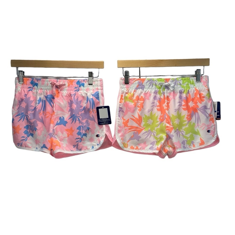 Champion Bundle of 2: Floral Garden Lined Athletic shorts - Pink Orange White -